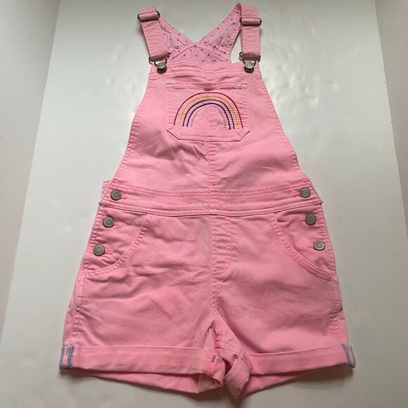 Mini Boden Bright Pink Rainbow Shortalls Overalls - Picture 1 of 2